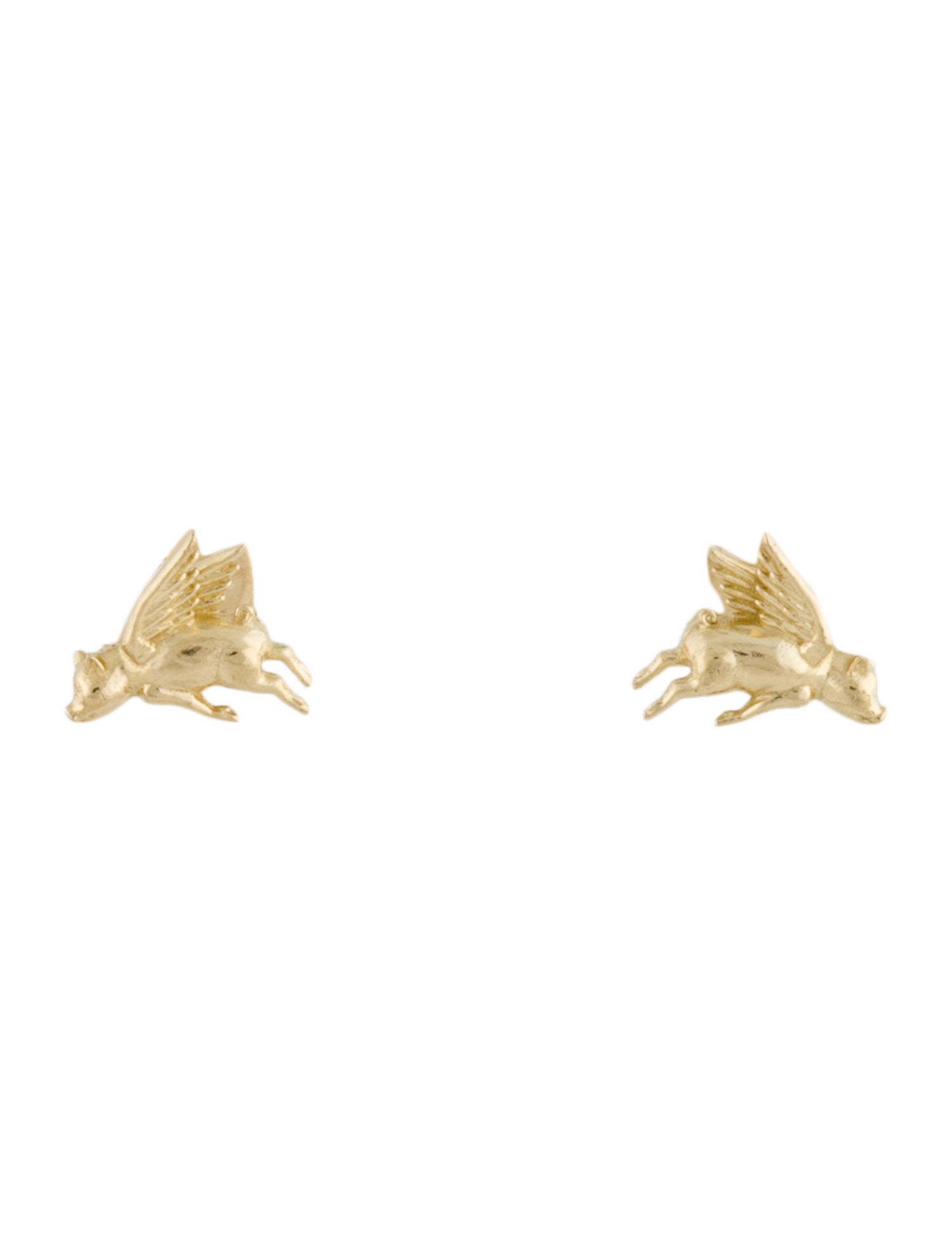 Retrouvai 14K Flying Pig Stud Earrings