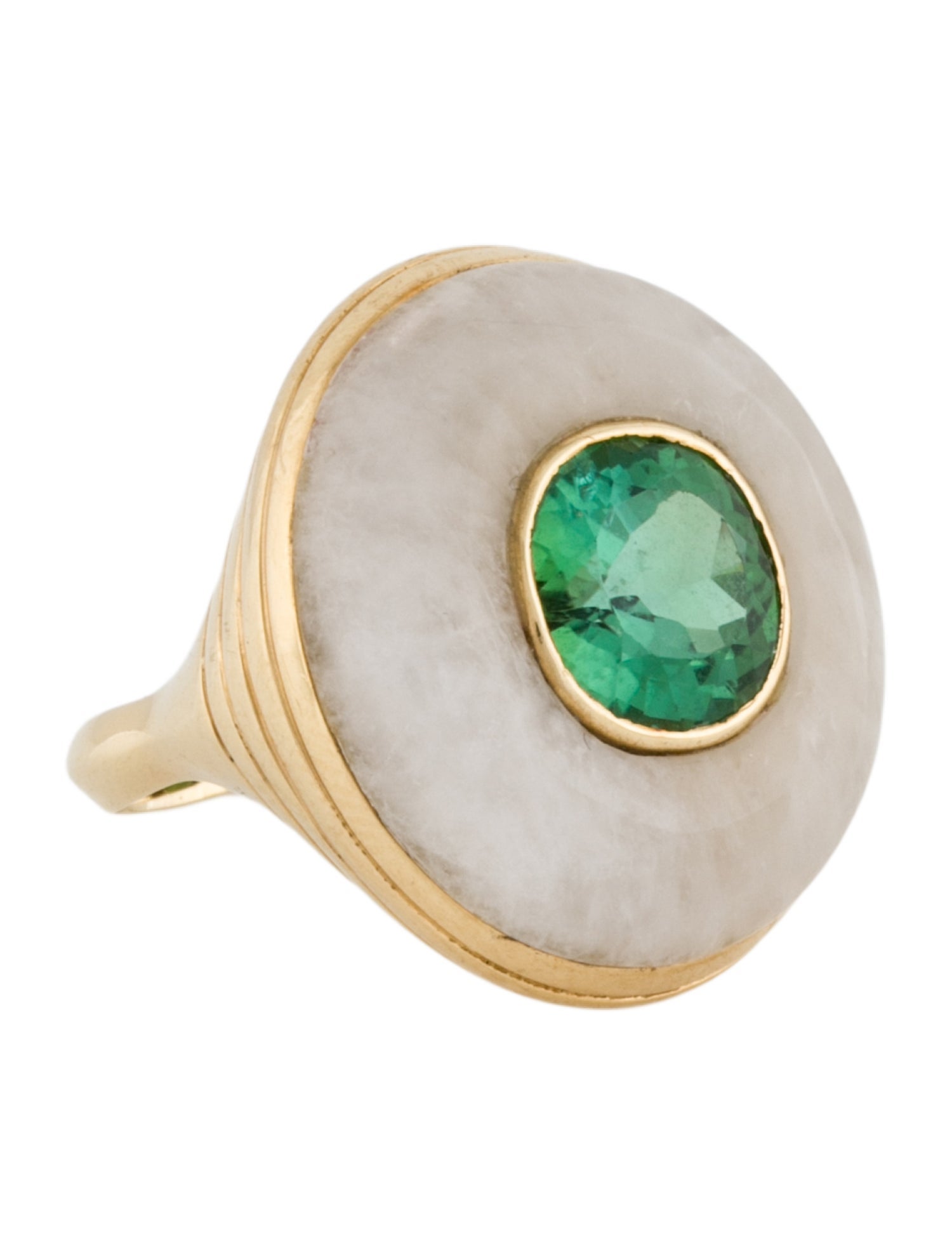 Retrouvai 14K 4.78ctw Tourmaline & Quartzite Cocktail Ring