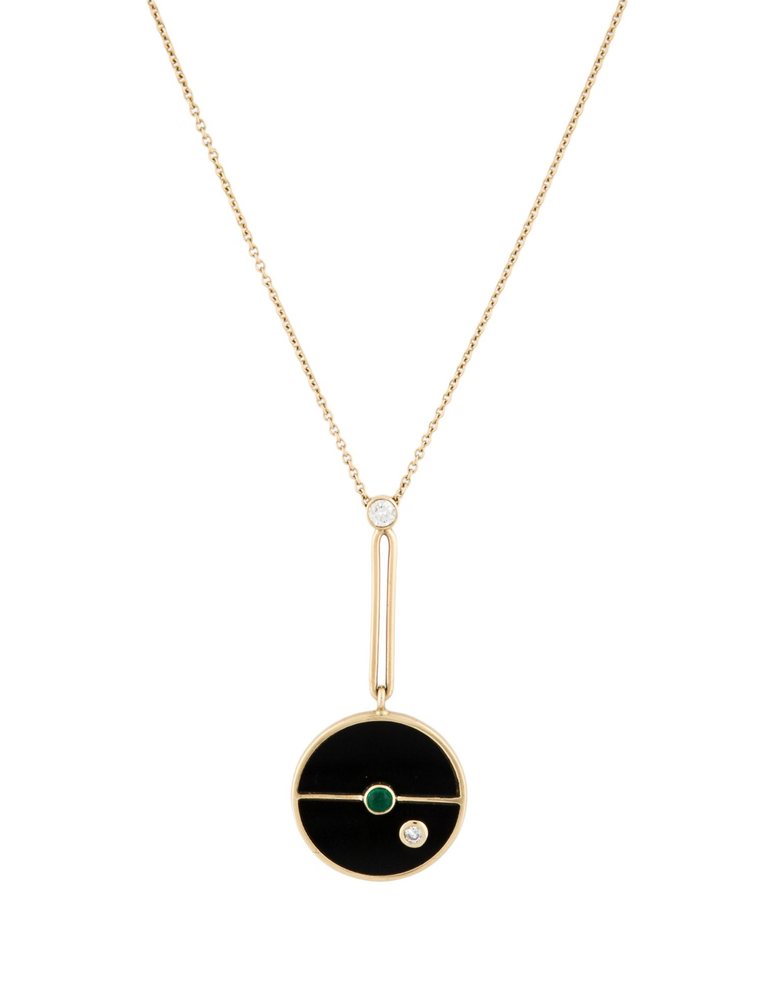 Retrouvai 14K Onyx, Emerald & Diamond Compass Pendant Necklace