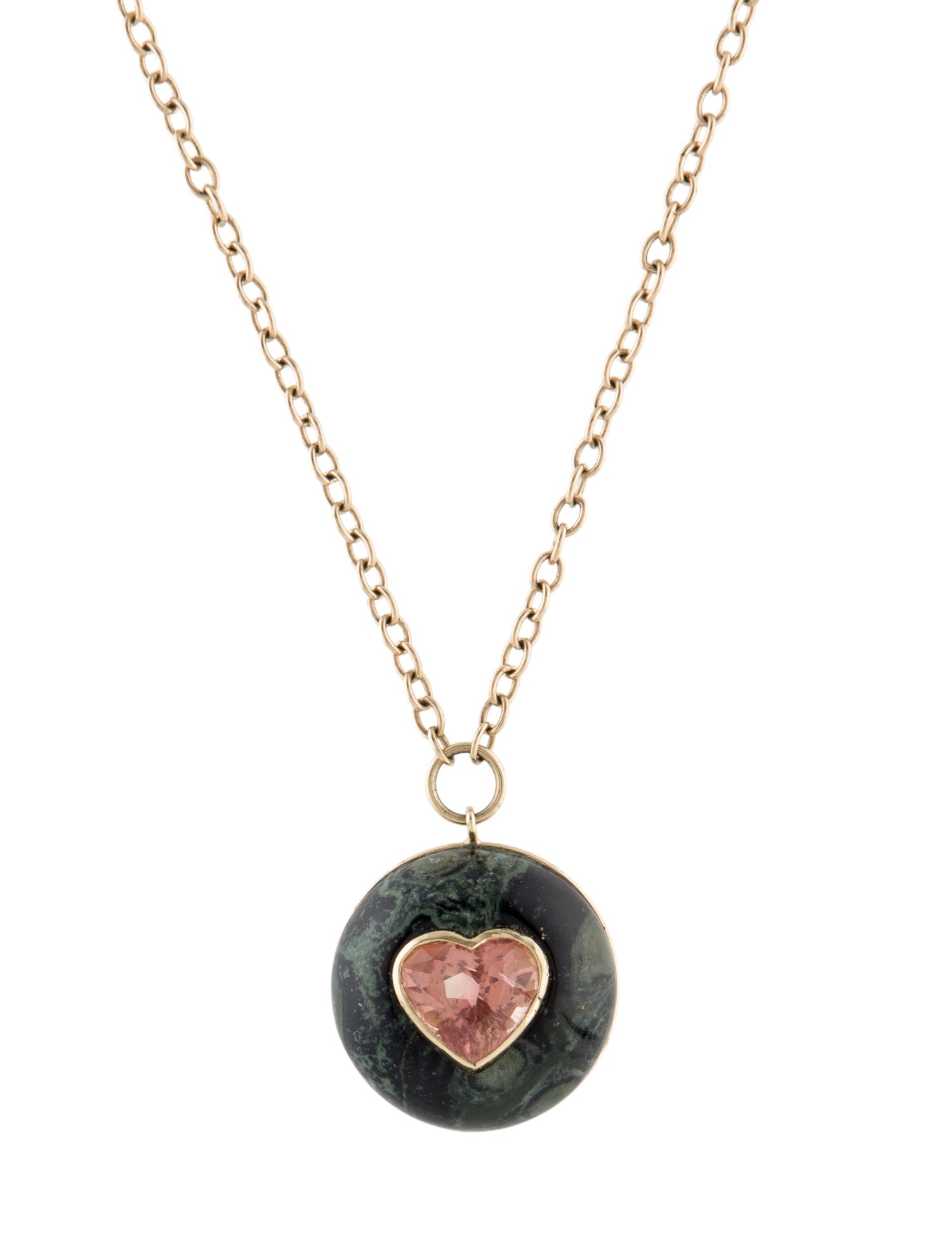 Retrouvai 14K 6.70 ctw Pink Tourmaline & Chalcedony Lollipop Pendant Necklace