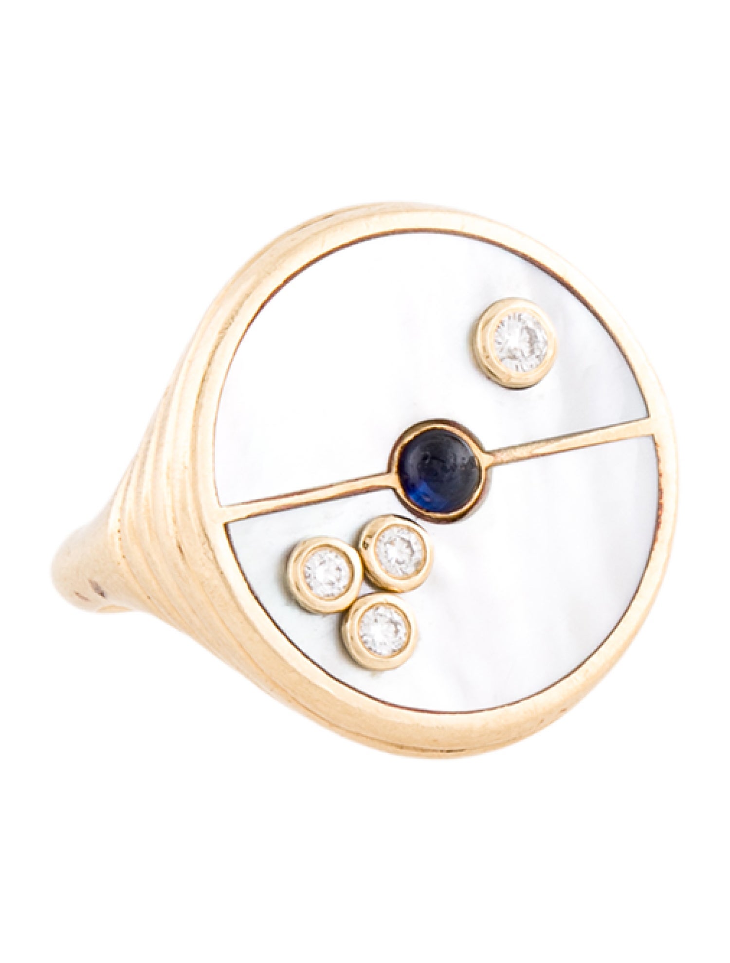 Retrouvai 14K Mother of Pearl, Diamond & Sapphire Compass Cocktail Ring