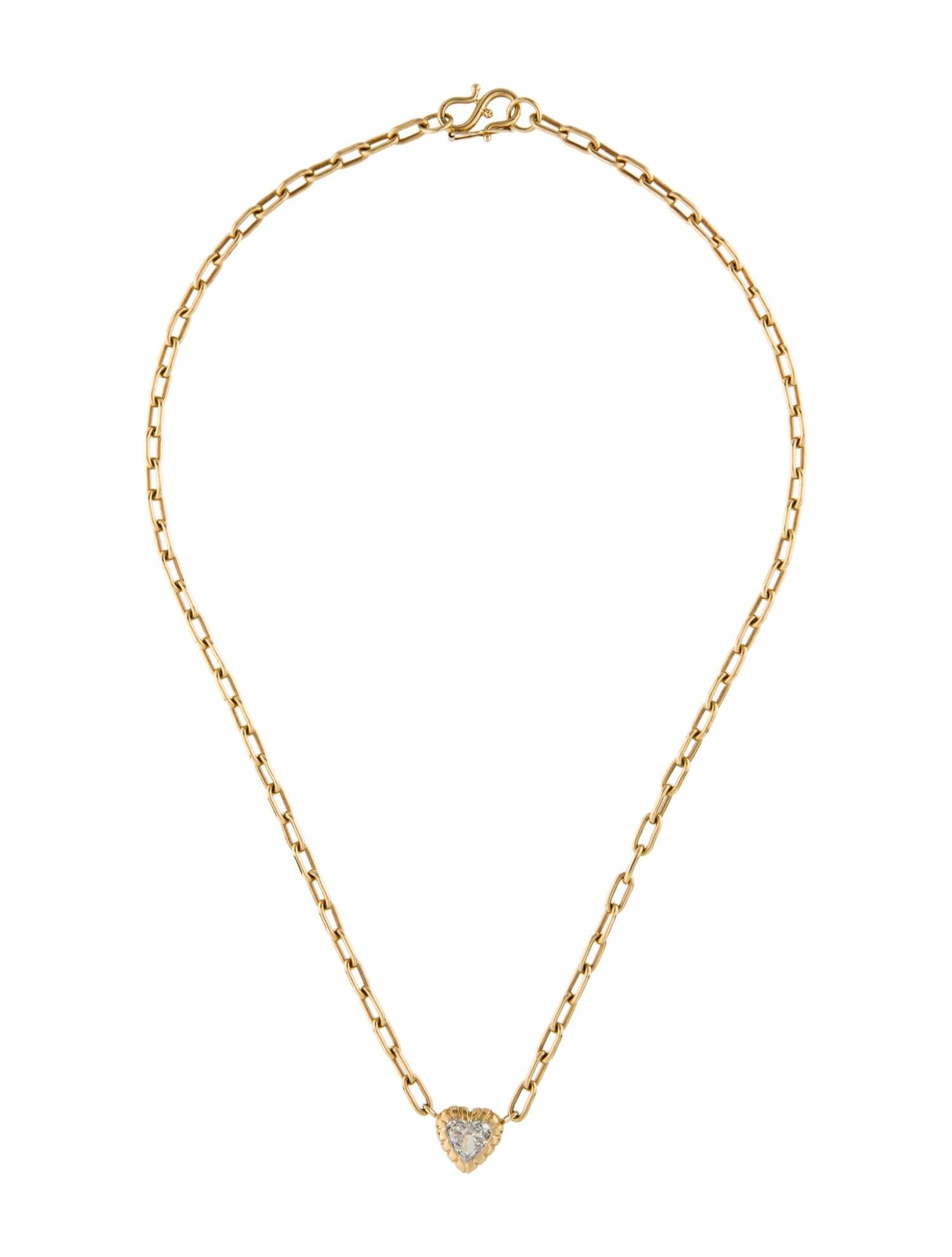 Retrouvai 18K 1.00ct Diamond Heart Pendant Necklace