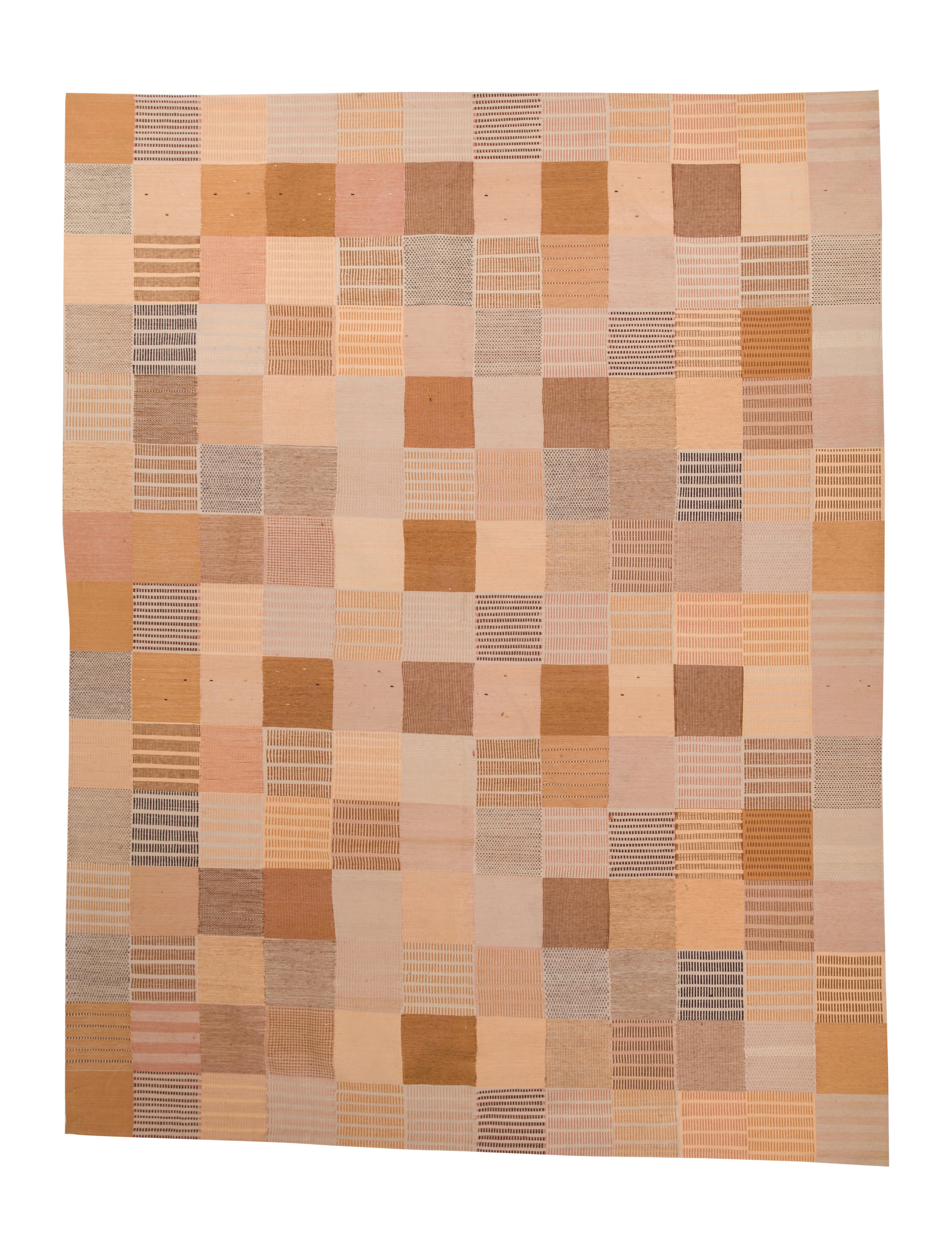 Rug Checkered Geometric Flatweave Area 7'9" x 9'9"