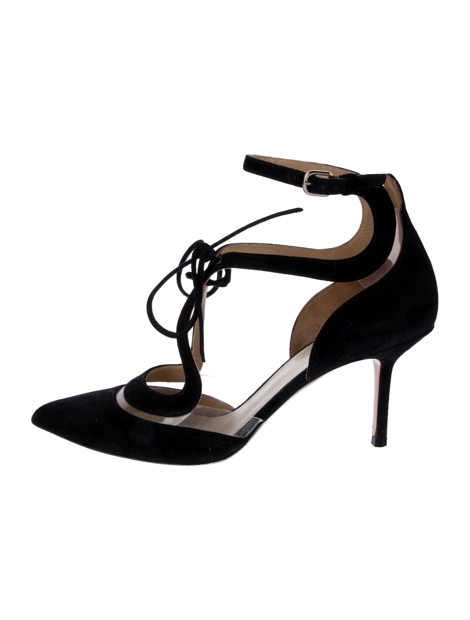 Francesco Russo Suede Cutout Accent T-Strap Pumps