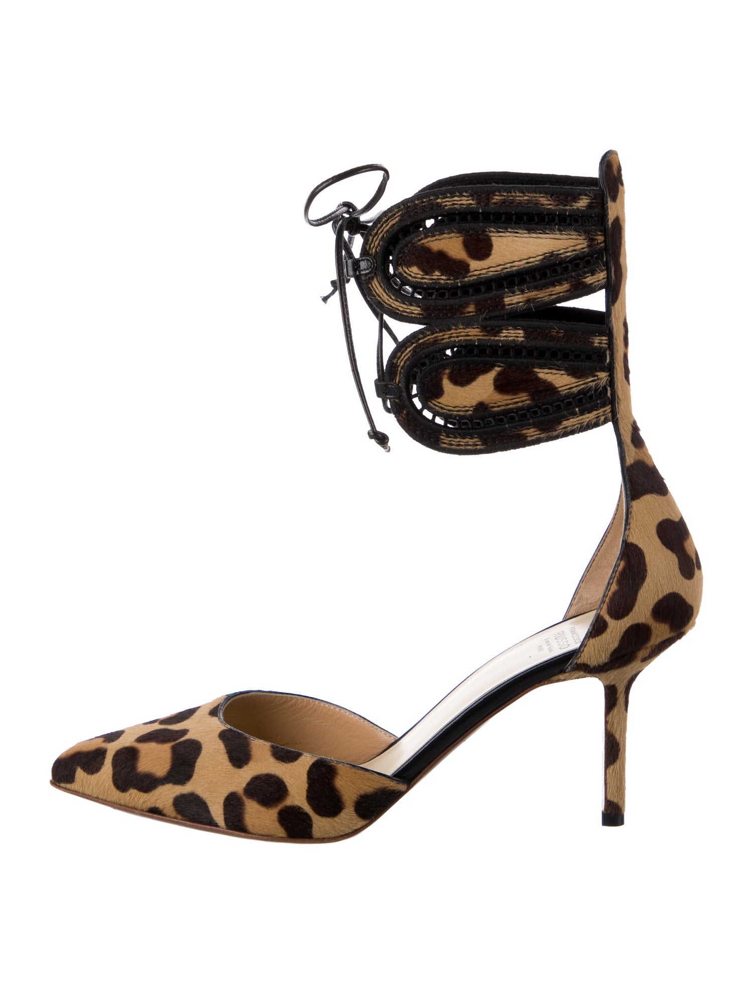 Francesco Russo Ponyhair Animal Print D'Orsay Pumps