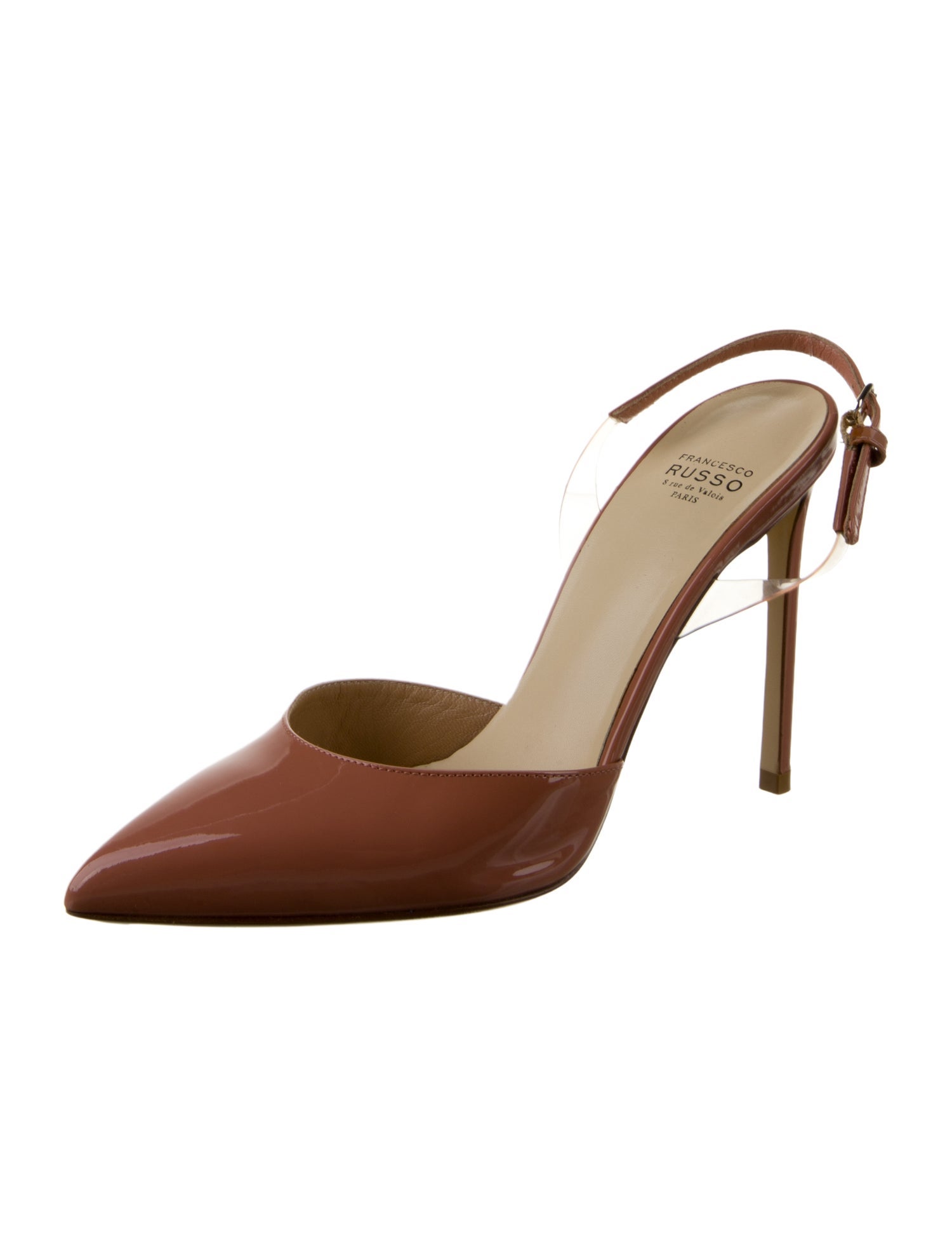 Francesco Russo Patent Leather Slingback Pumps