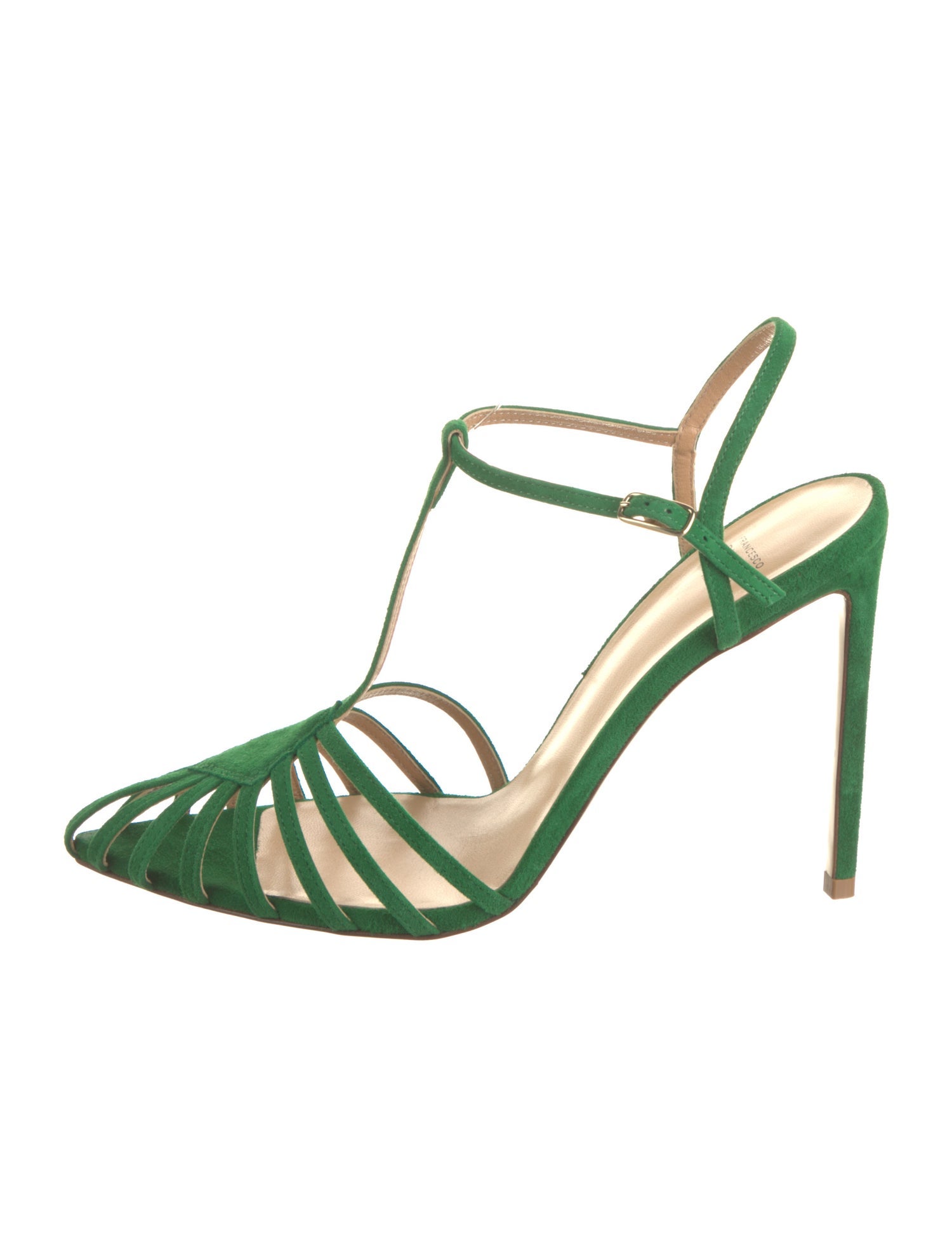 Francesco Russo Suede Leather Trim Embellishment T-Strap Sandals