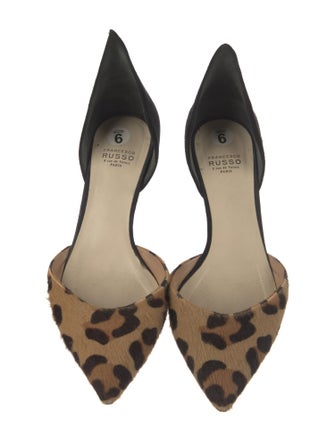 Francesco Russo Suede Animal Print D'Orsay Pumps