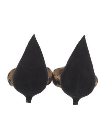 Francesco Russo Suede Animal Print D'Orsay Pumps