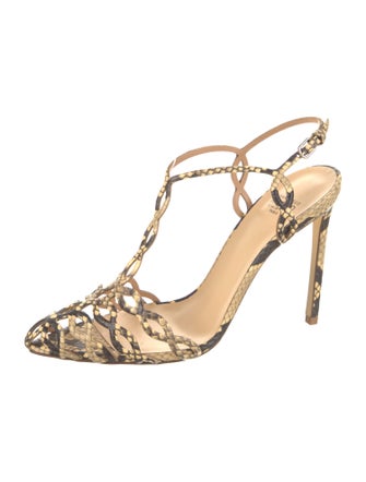 Francesco Russo Leather Animal Print T-Strap Pumps