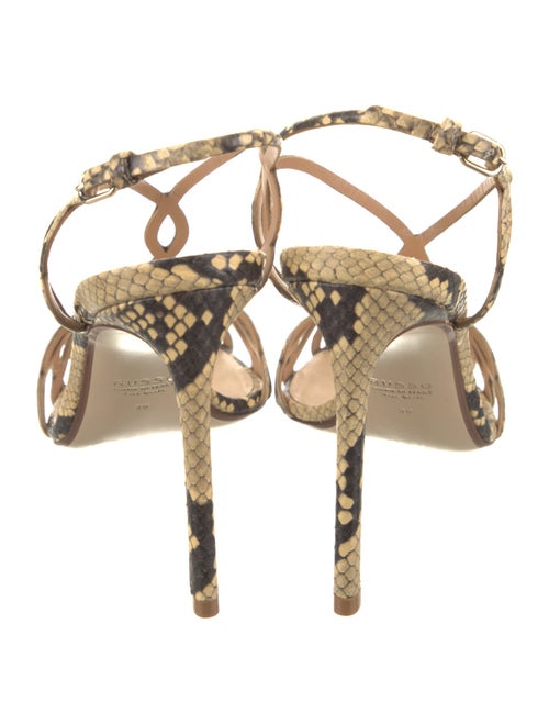 Francesco Russo Leather Animal Print T-Strap Pumps