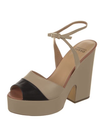 Francesco Russo Leather Colorblock Pattern Sandals w/ Tags