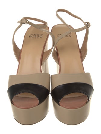 Francesco Russo Leather Colorblock Pattern Sandals w/ Tags