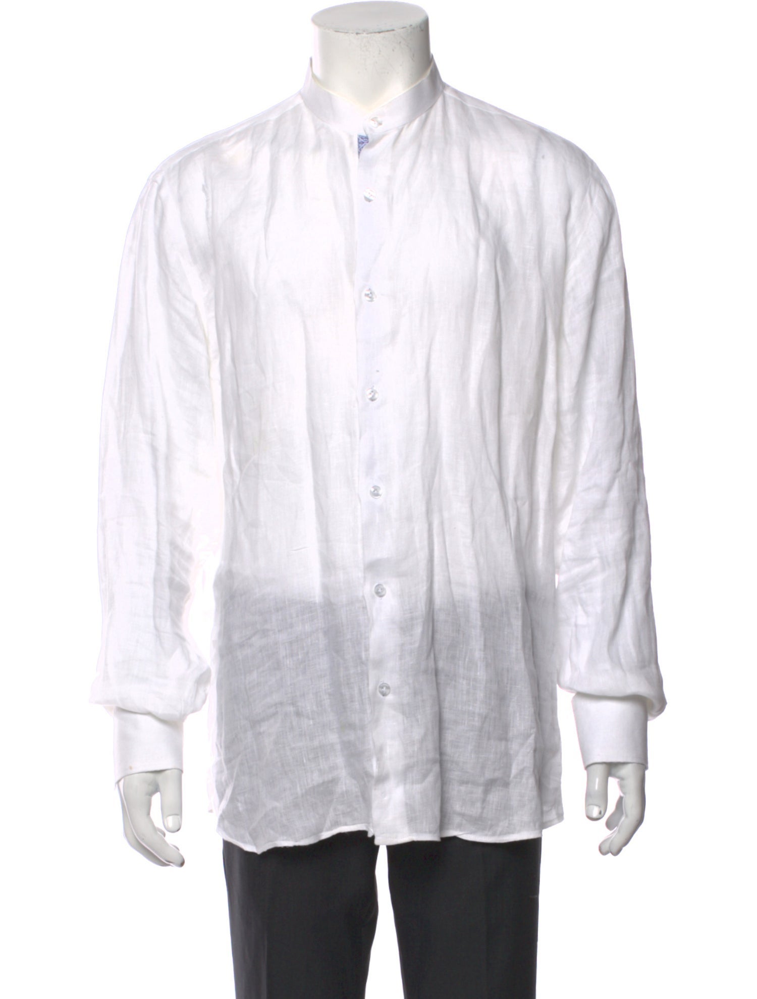 Francesco Russo Linen Long Sleeve Dress Shirt