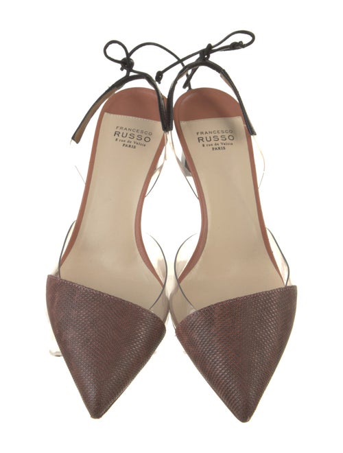 Francesco Russo Leather Bow Accents Slingback Sandals