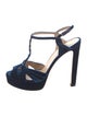 Francesco Russo Velvet T-Strap Pumps