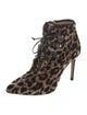 Francesco Russo Velvet Animal Print Lace-Up Boots