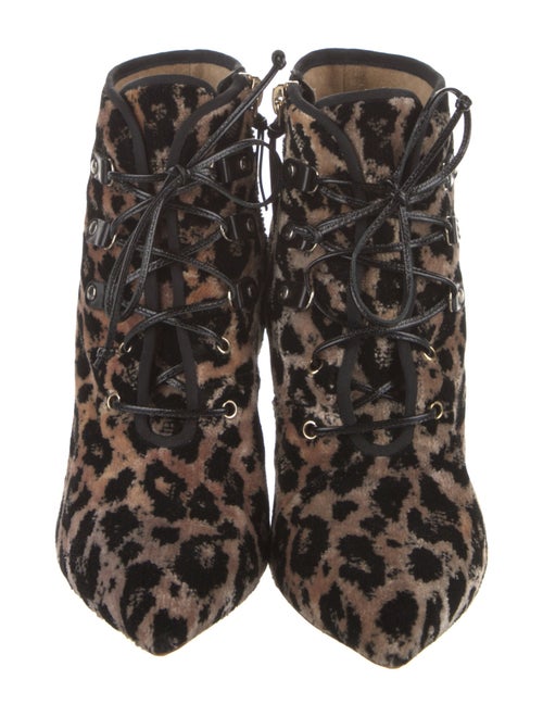 Francesco Russo Velvet Animal Print Lace-Up Boots