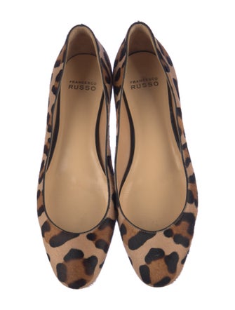 Francesco Russo Ponyhair Animal Print Flats