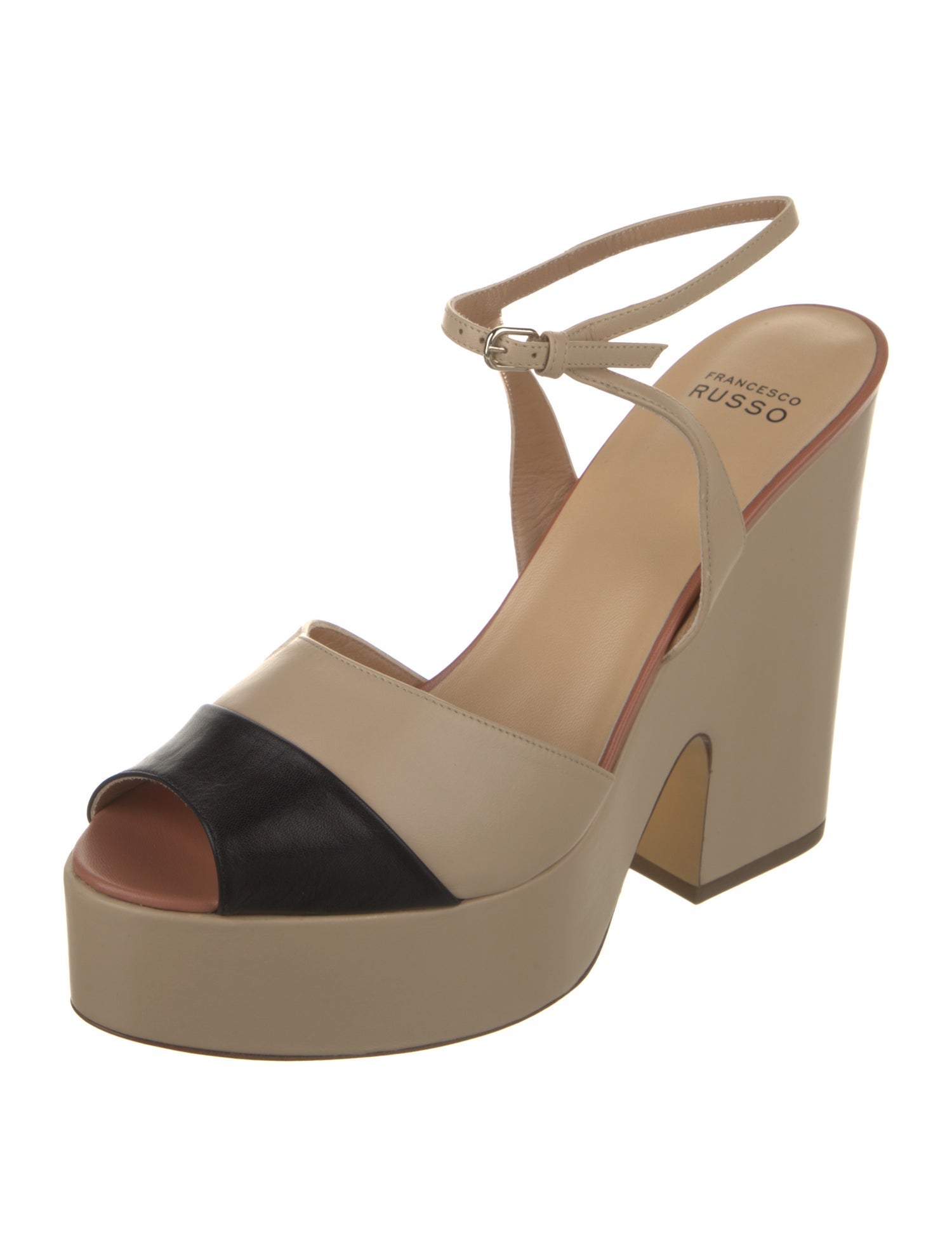 Francesco Russo Leather Colorblock Pattern Sandals w/ Tags