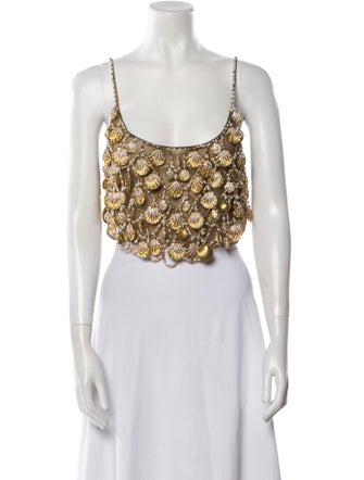 Raisa Vanessa Patterned Scoop Neck Crop Top