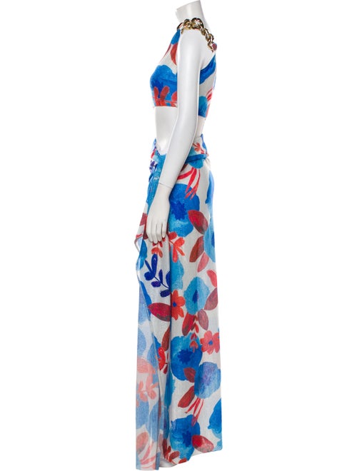 Raisa Vanessa Floral Print Chain-Link Accents Skirt Set