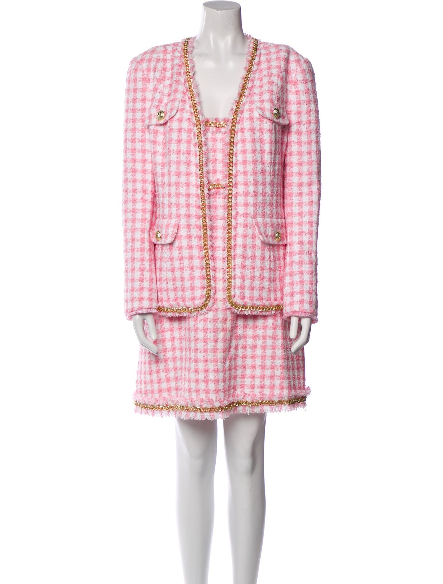 Rebecca Vallance Plaid Print Chain-Link Accents Dress Set