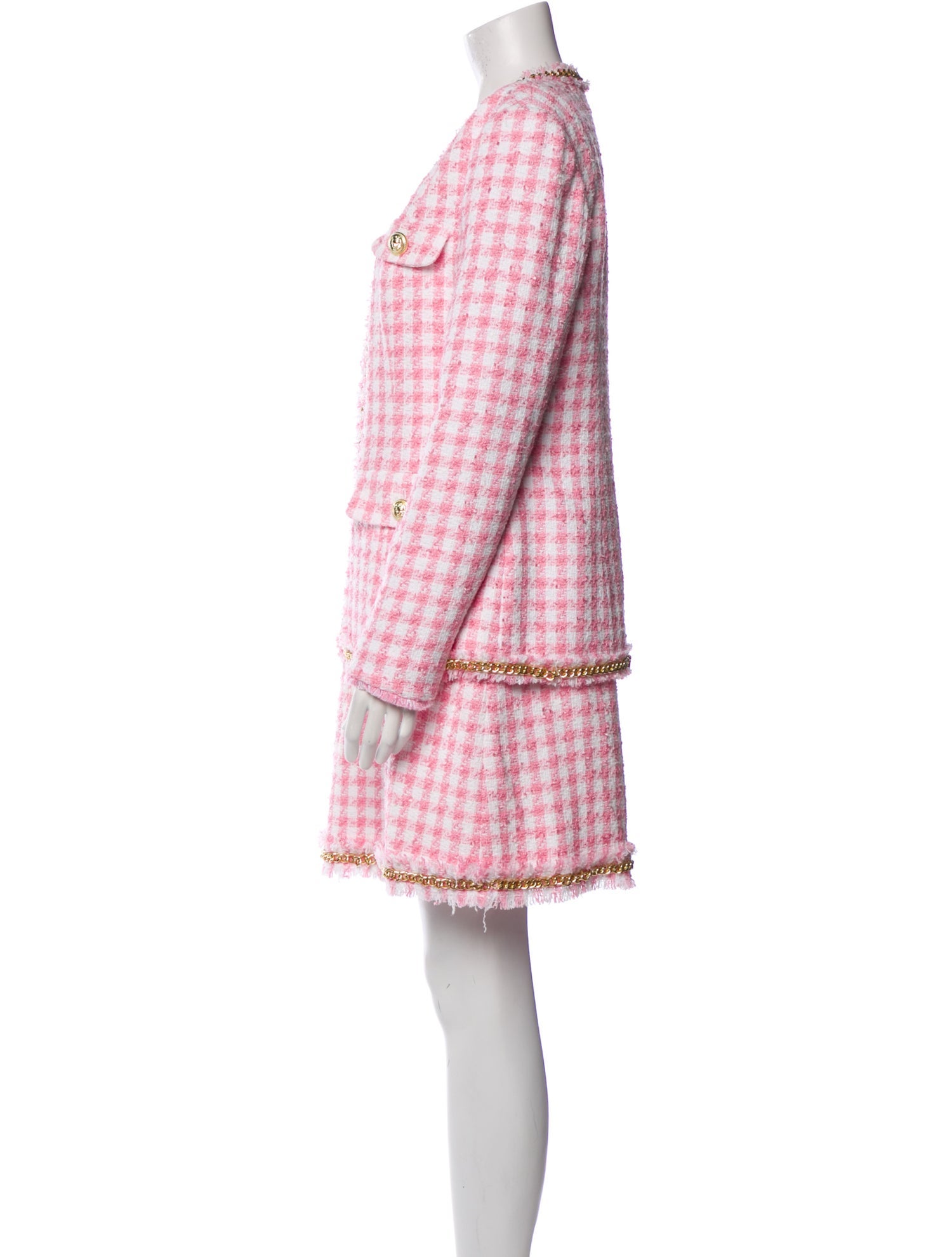 Rebecca Vallance Plaid Print Chain-Link Accents Dress Set