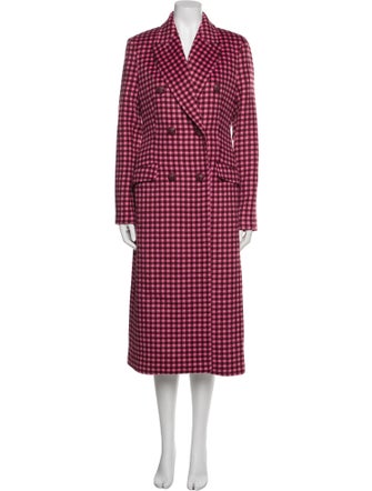 Rebecca Vallance Wool Plaid Print Trench Coat