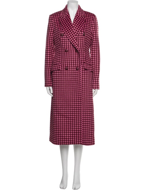 Rebecca Vallance Wool Plaid Print Trench Coat