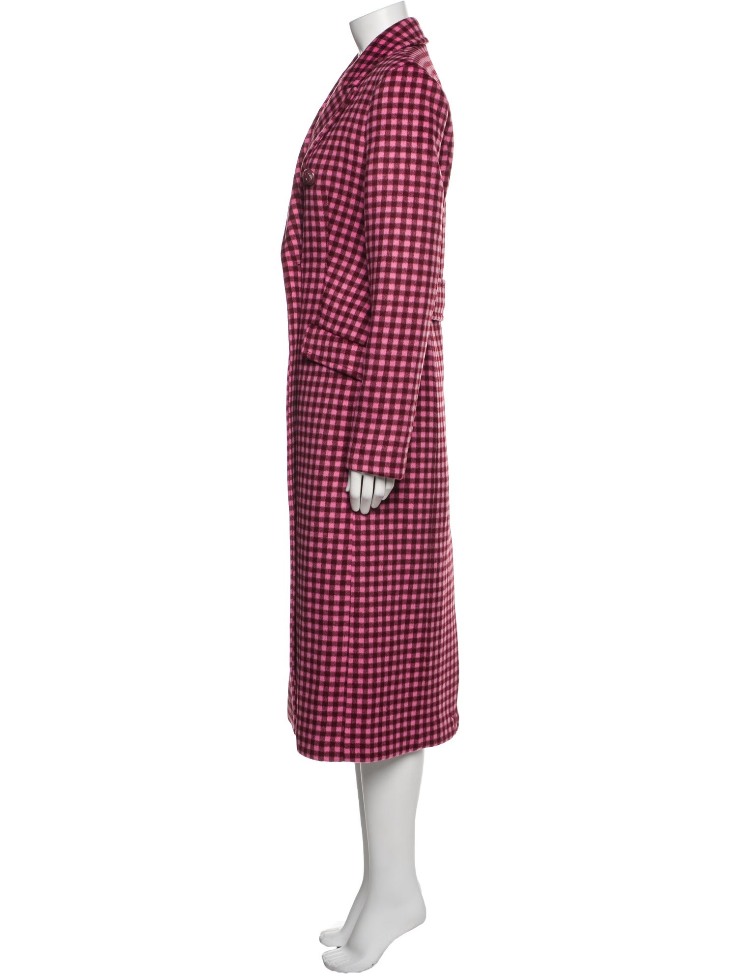 Rebecca Vallance Wool Plaid Print Trench Coat