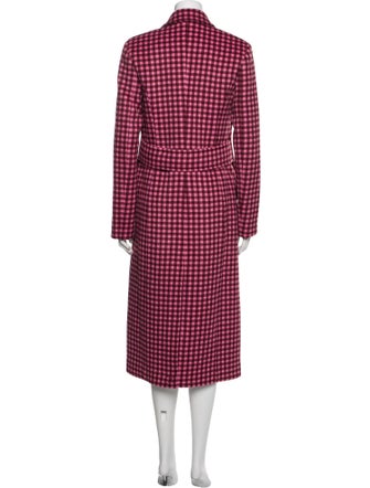Rebecca Vallance Wool Plaid Print Trench Coat