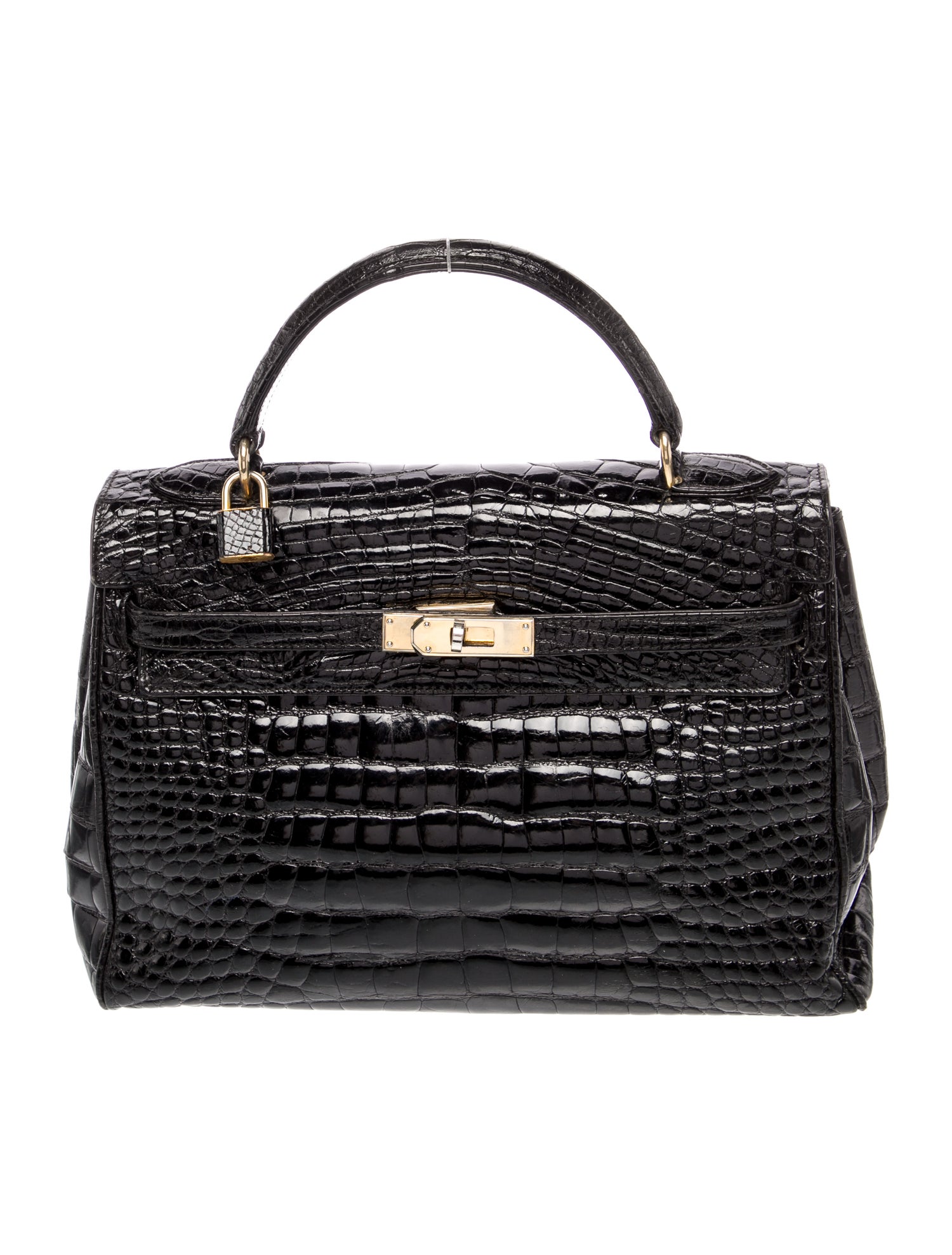 Revillon Embossed Leather Top Handle Bag