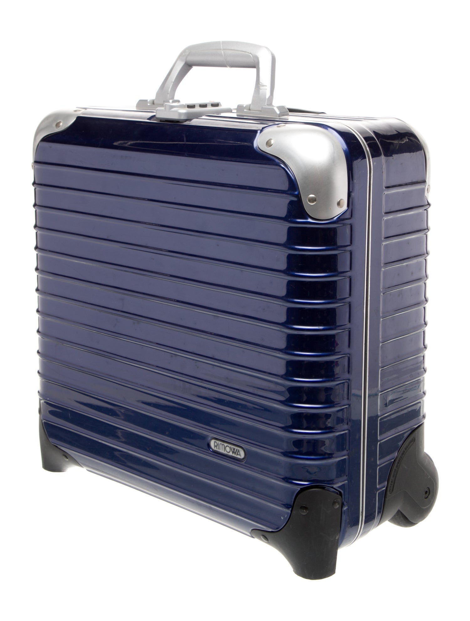 Rimowa blue aluminum suitcase