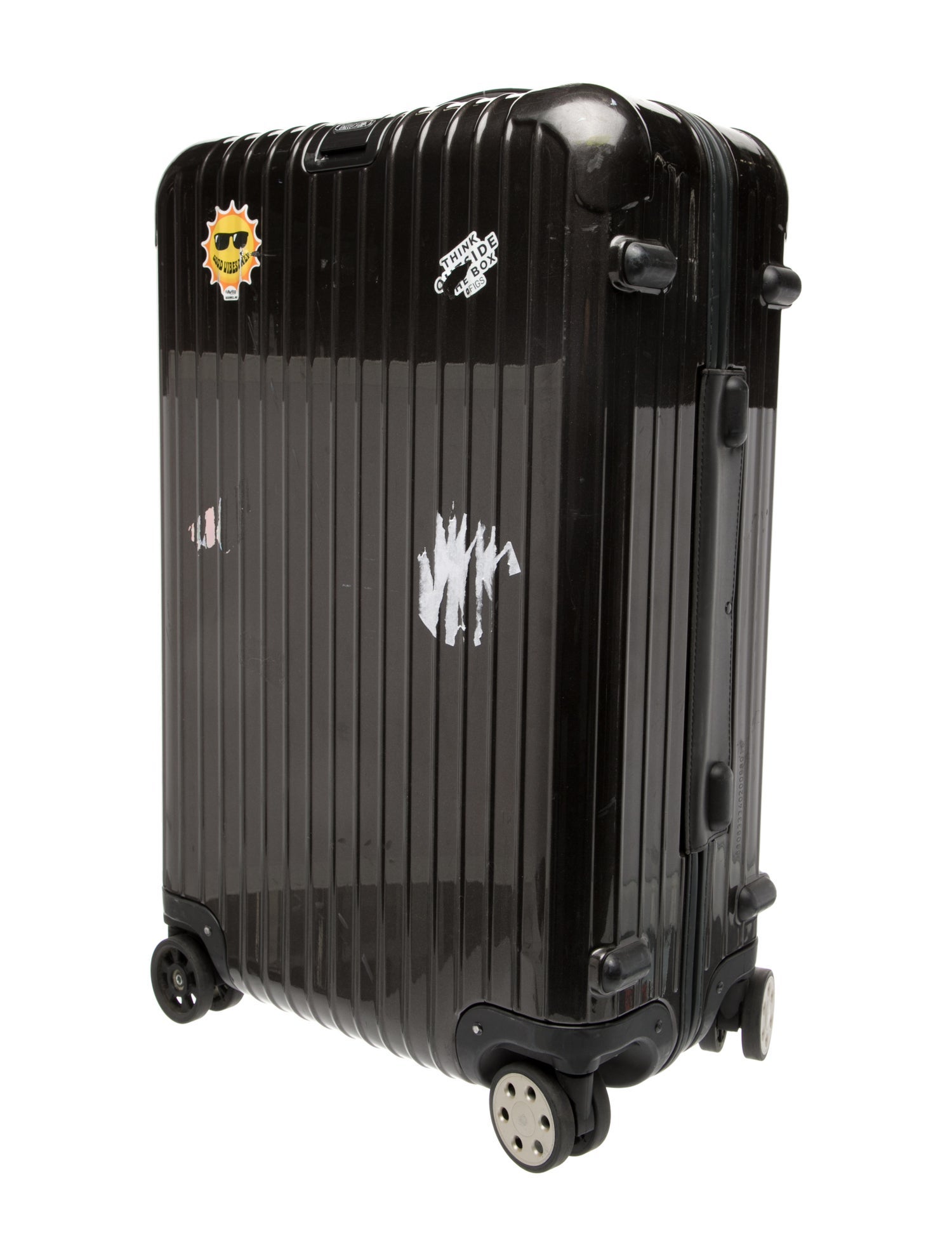 Rimowa black rolling suitcase
