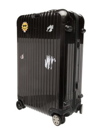 Rimowa black rolling suitcase
