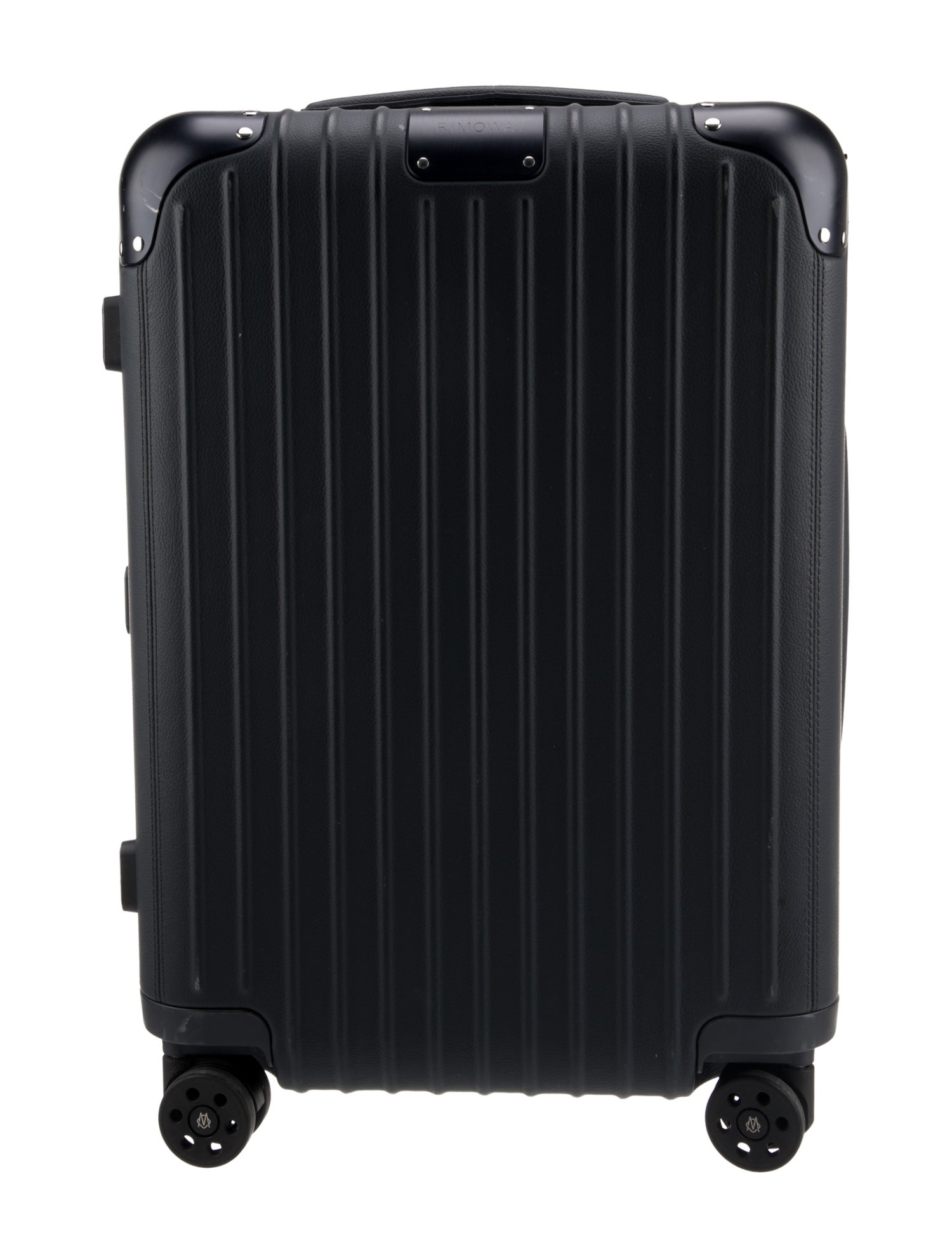 Rimowa Black Sleek Leather 4 Wheel Carry On