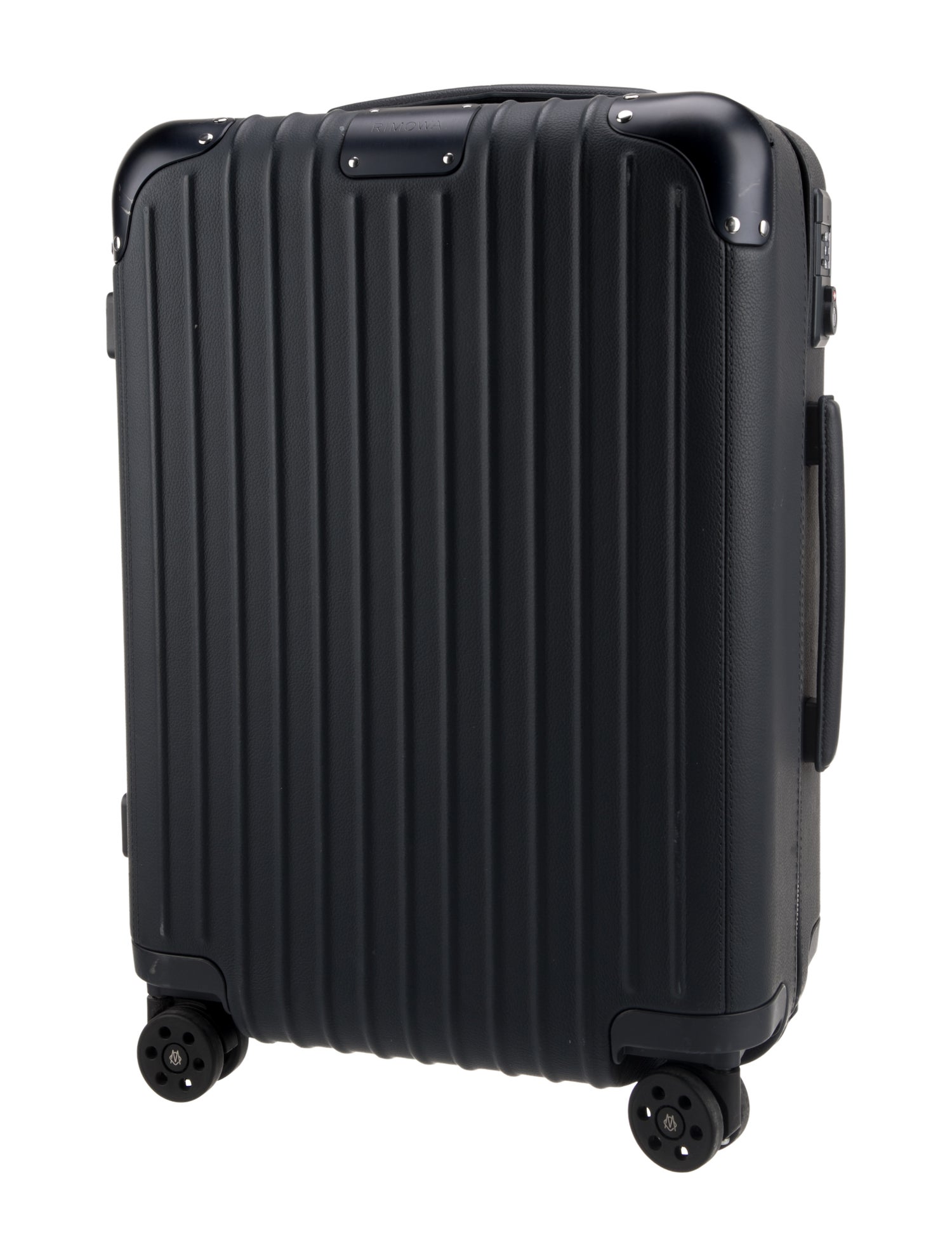 Rimowa Black Sleek Leather 4 Wheel Carry On
