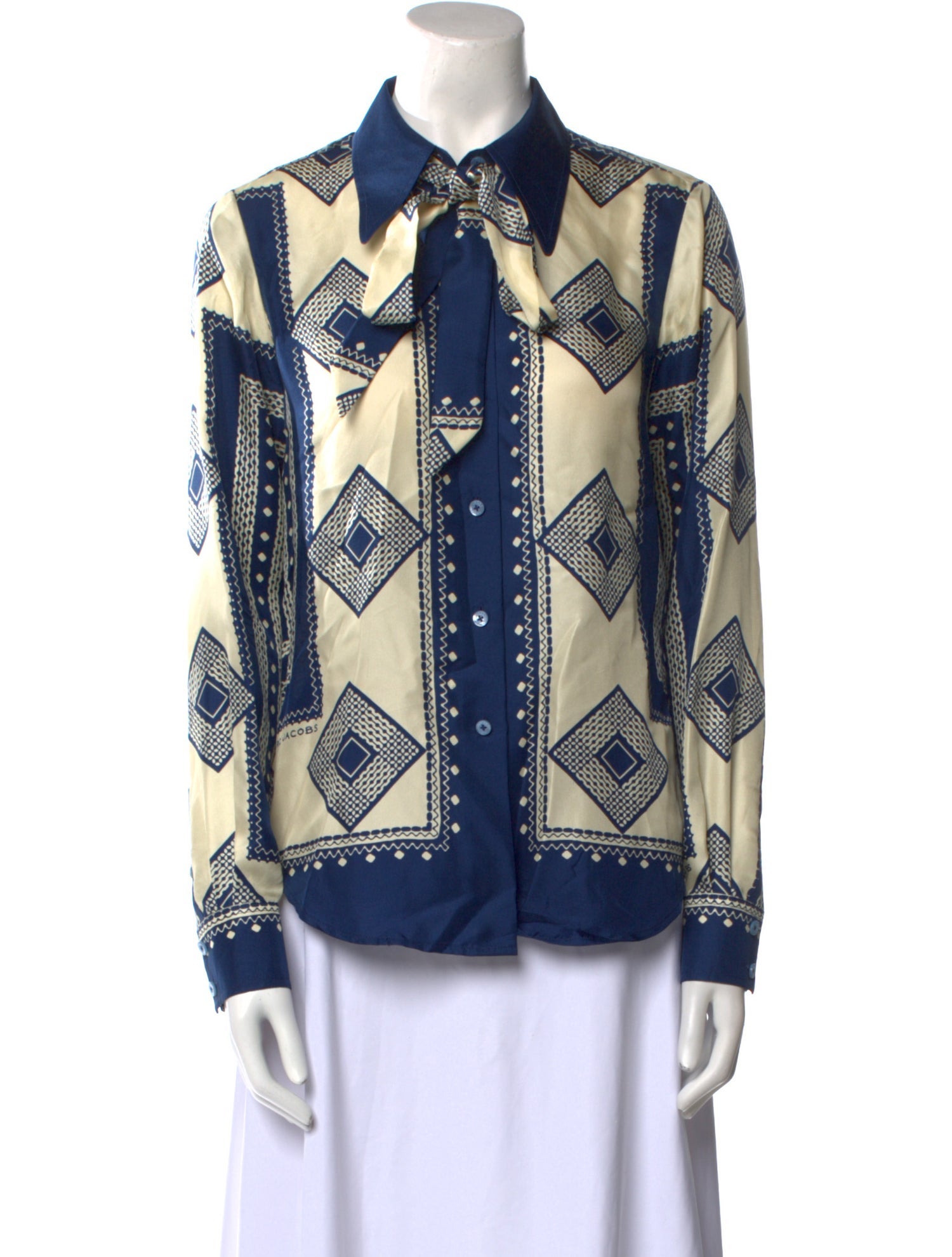Runway Marc Jacobs Silk Printed Button-Up Top