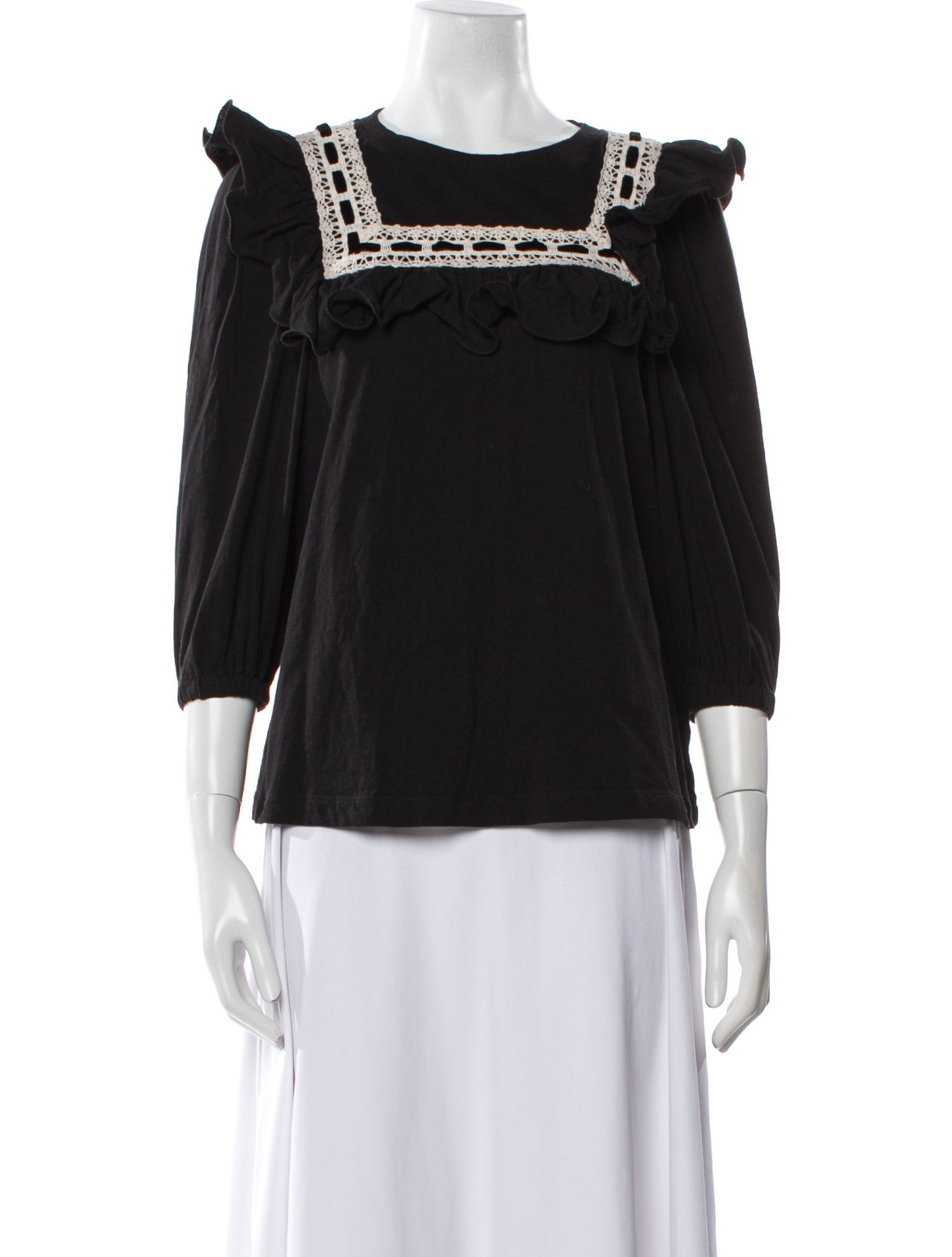Runway Marc Jacobs Square Neckline Three-Quarter Sleeve Blouse
