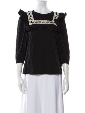 Runway Marc Jacobs Square Neckline Three-Quarter Sleeve Blouse