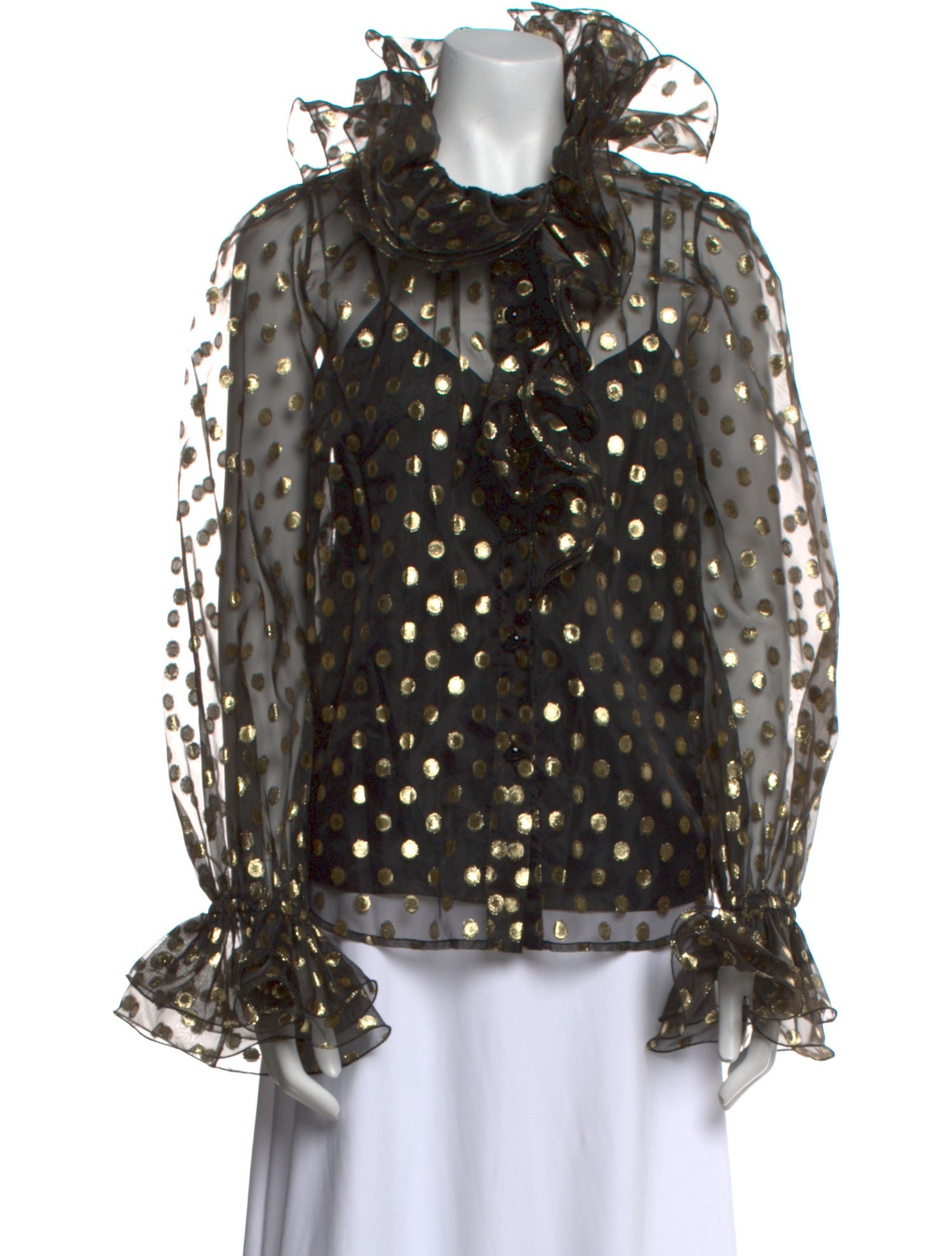 Runway Marc Jacobs Polka Dot Print Mock Neck Blouse