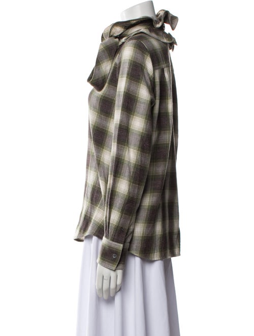 Runway Marc Jacobs Plaid Print Mock Neck Button-Up Top