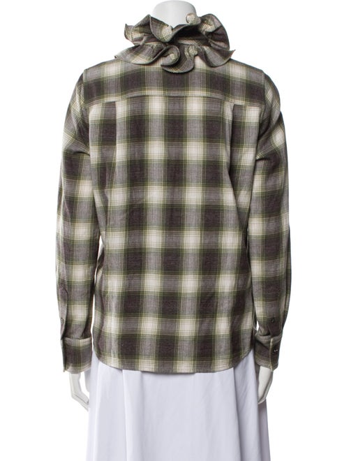 Runway Marc Jacobs Plaid Print Mock Neck Button-Up Top