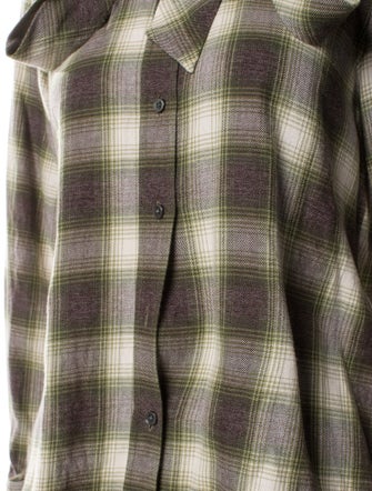 Runway Marc Jacobs Plaid Print Mock Neck Button-Up Top