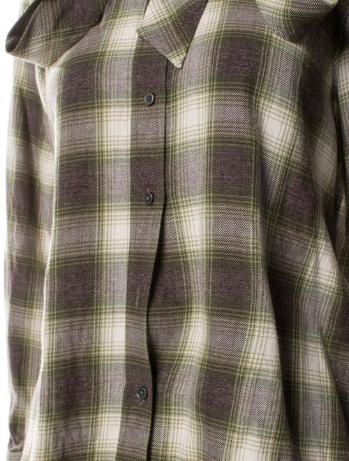Runway Marc Jacobs Plaid Print Mock Neck Button-Up Top