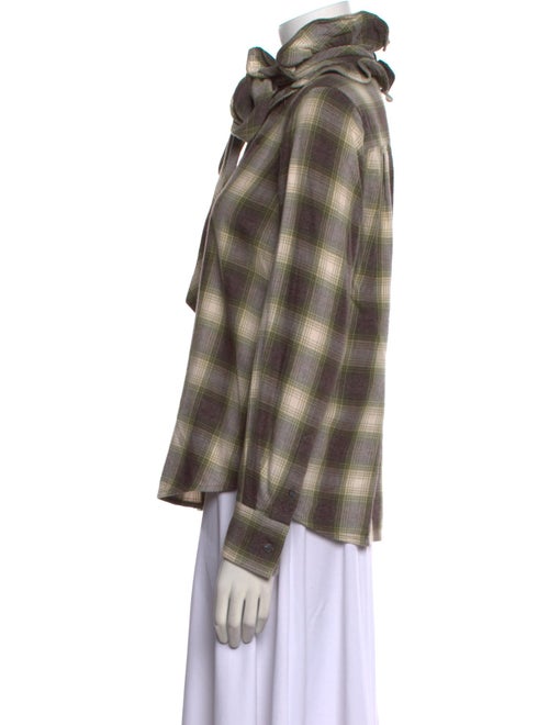 Runway Marc Jacobs Plaid Print Mock Neck Button-Up Top