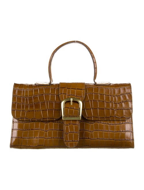 Rylan Embossed Leather Crossbody Bag Brown