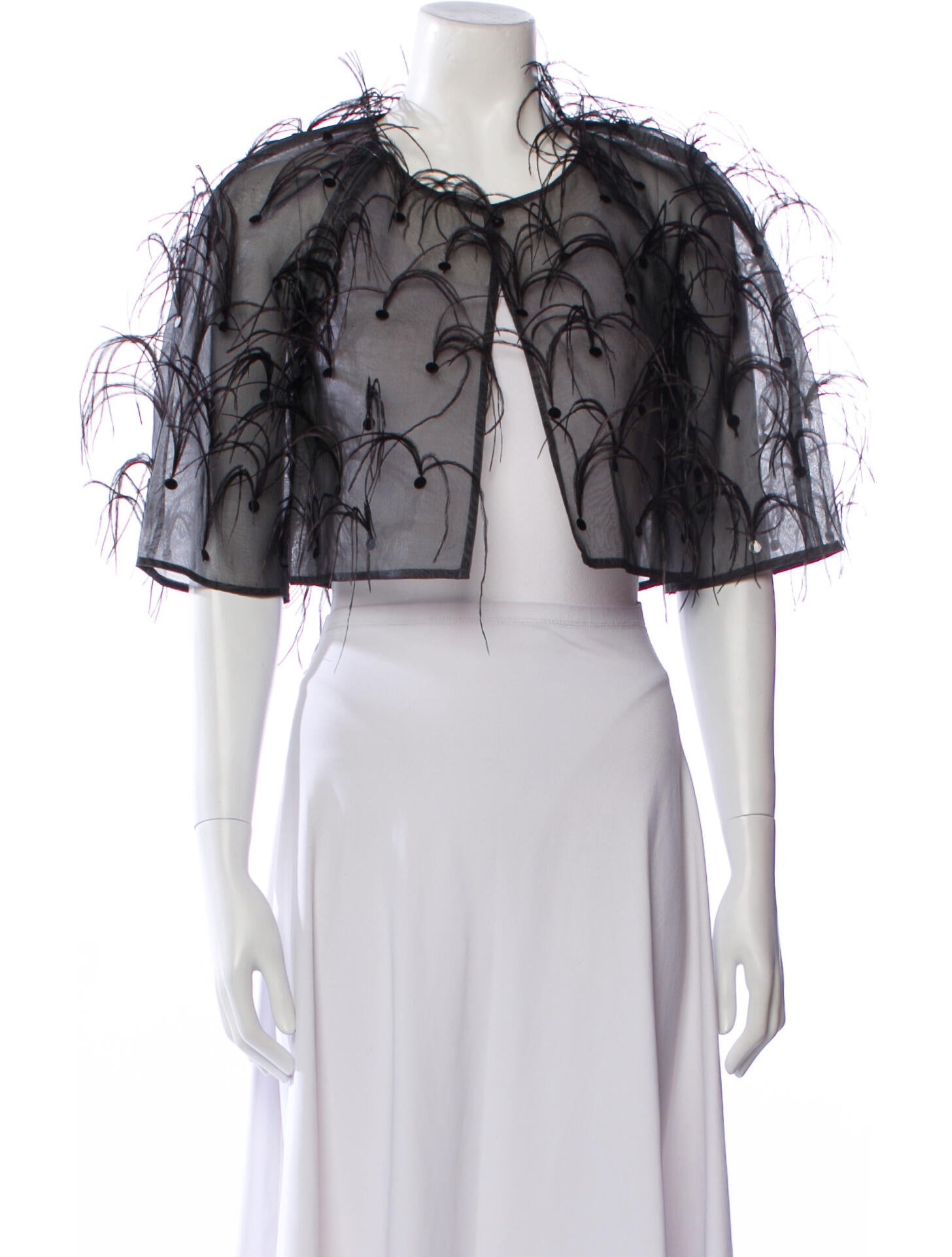 Sachin + Babi Noir Ostrich Feather Lace Pattern Bolero