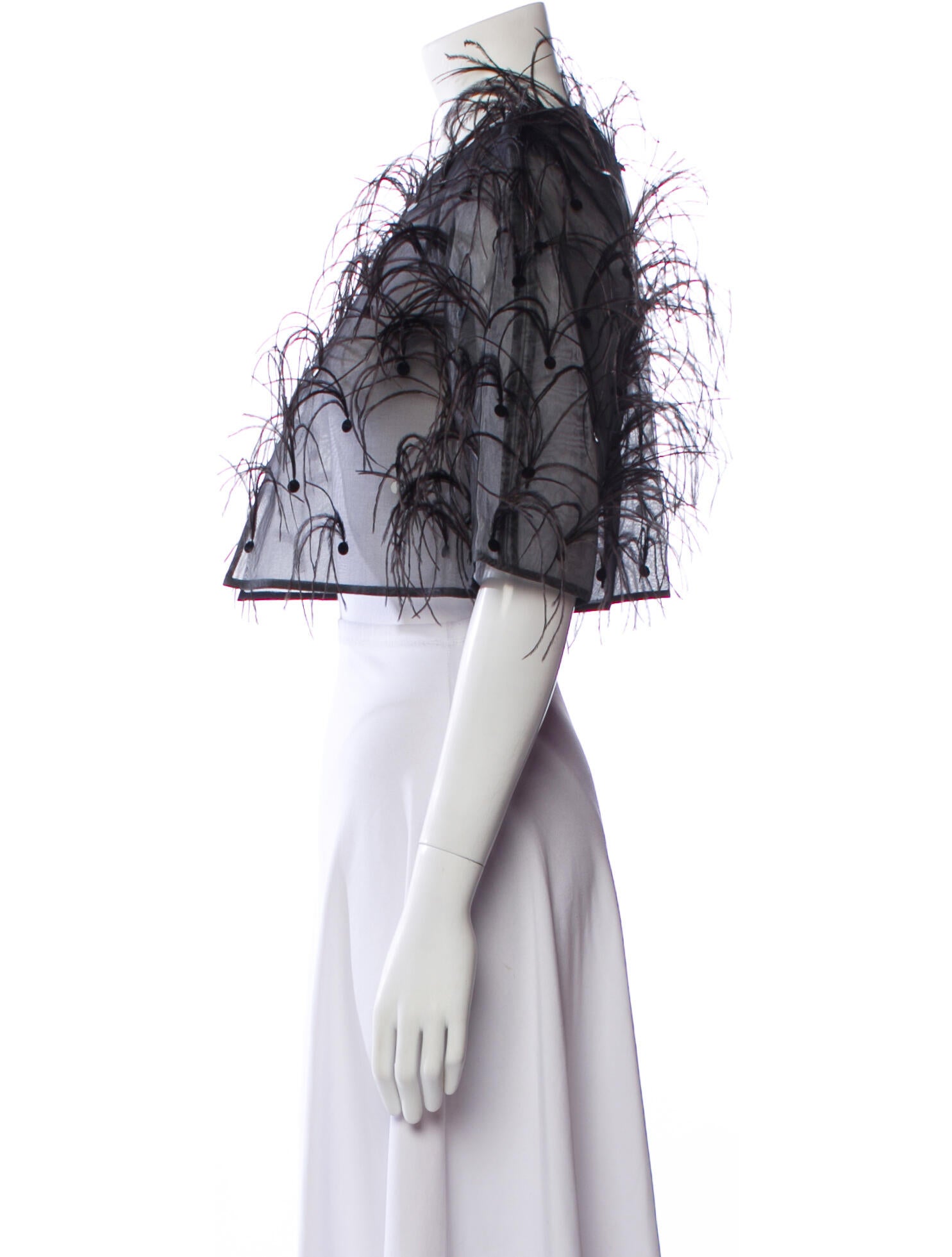 Sachin + Babi Noir Ostrich Feather Lace Pattern Bolero